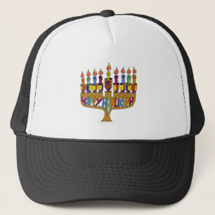 Prettig Hanukka Draai-tops Menora Trucker Pet