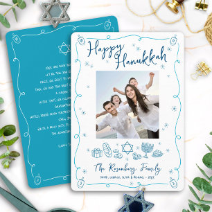 Prettig Hanukka Foto Handgetekende Doodles Uw Noti Feestdagenkaart