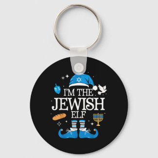 Prettig Hanukka Joodse Elf Familie Groep Kerstmis Sleutelhanger
