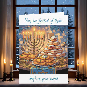Prettig Hanukka Lichtfestival Kaart