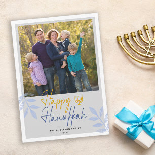 Prettig Hanukka Lichtgrijs Foto Vakantie Feestdagenkaart