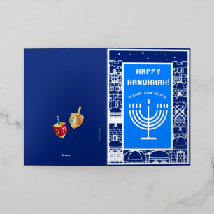 Prettig Hanukka Menora Joods luxe Folie Feestdagenkaart