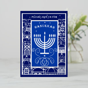 Prettig Hanukka Mooie Joodse Feestdag Menora Folie Uitnodiging