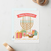 Prettig Hanukka Notitiekaartje (Voorkant / Achterkant in situ)