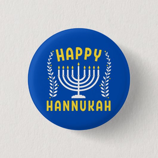 Prettig Hanukka Ronde Button 3,2 Cm (Voorkant)