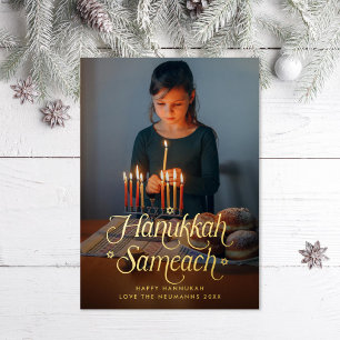 Prettig Hanukka Ster van David Foto Folie Feestdagenkaart