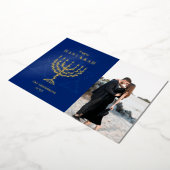 Prettig Hanukka Ster van David Menora Folie Feestdagenkaart (Gedraaid)