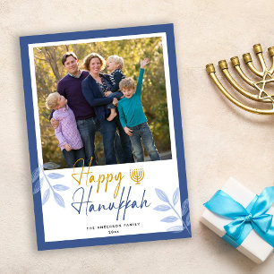 Prettig Hanukka Wit Foto Vakantie Feestdagenkaart