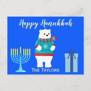 Prettig Hanukkah Ijsbeer Groeten Feestdagenkaart