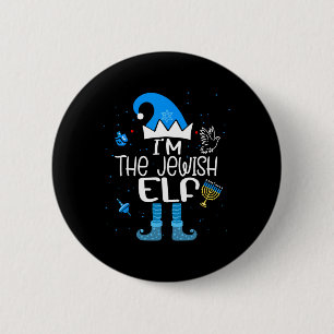Prettig Hanukkah Ik ben de Joodse Elf Familie Kers Ronde Button 5,7 Cm