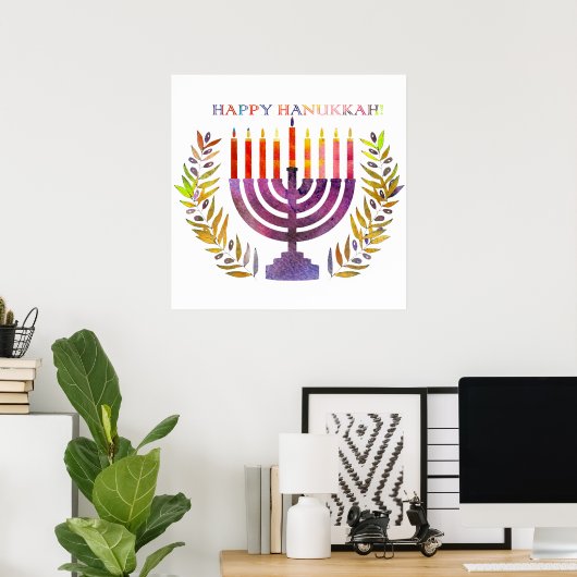 Prettig Hanukkah Poster (Thuiskantoor)
