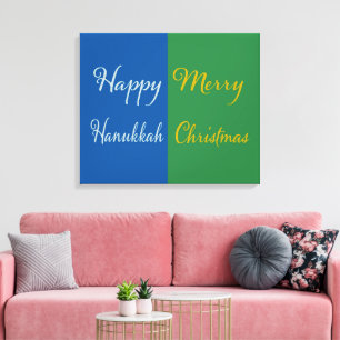 Prettig Hanukkah Prettig Kerstmis Dubbele Feestdag Canvas Afdruk