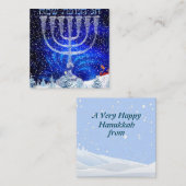 Prettig Hanukkah Sneeuw & Menora Notitiekaartje (Voorkant / Achterkant)
