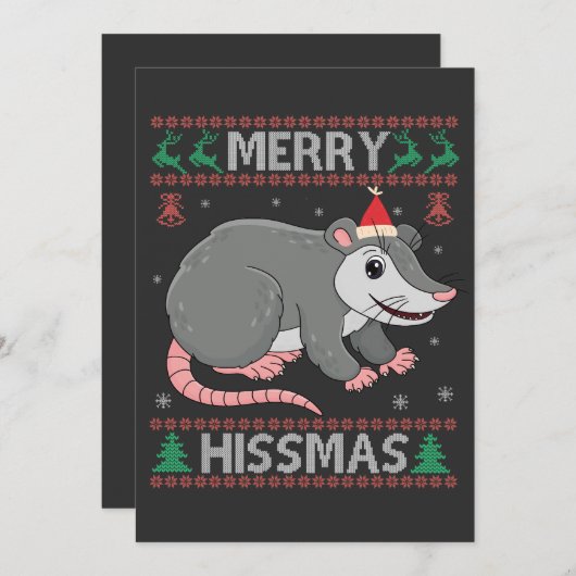 Prettig Hissmas Grappige Lelijke Kerstmuts Opossum Aankondiging (Voorkant / Achterkant)