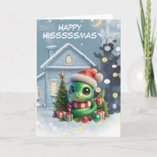 Prettig Hisssssmas Grappige Slang Kerstmis Feestdagen Kaart