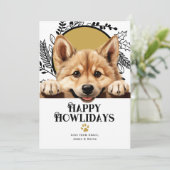 Prettig Hoe-lidagenseizoen Noorse Buhund Hond Feestdagenkaart (Staand voorkant)