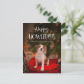 Prettig Hoe-liedags | Cute huisdier hond Kerst fot Feestdagenkaart (Staand voorkant)