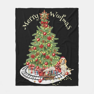 Prettig Hondkerstfeest Hondenontwerp - Beagle Fleece Deken