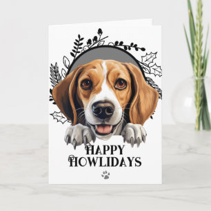 Prettig Howlidays Amerikaanse Foxhound-hond Kerstm Feestdagen Kaart