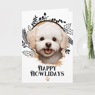 Prettig Howlidays Bichon Frise Hond Kerstmis Feestdagen Kaart