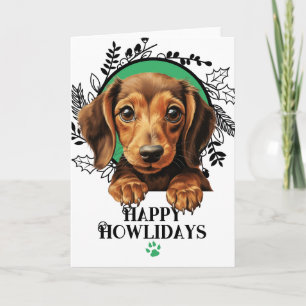 Prettig Howlidays Dachshund Weiner Dog Kerstmis Feestdagen Kaart