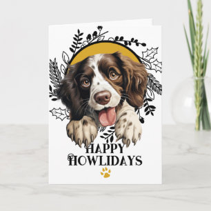 Prettig Howlidays Engelse Springer Spaniel Kerstmi Feestdagen Kaart