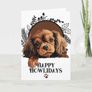 Prettig Howlidays Engelse Toy Spaniel Hond Kerstmi Feestdagen Kaart