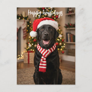 Prettig Howlidays Feestelijke Zwarte Lab Kerstmis Briefkaart