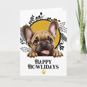 Prettig Howlidays Franse Bulldog Hond Kerstmis Feestdagen Kaart