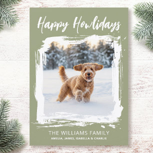 Prettig Howlidays Hond Eigen Foto Kerstmis Groen Feestdagenkaart