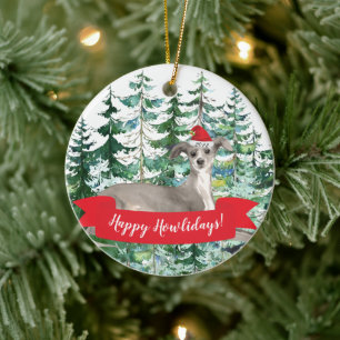 Prettig Howlidays Italiaanse Greyhound Hond Kerst Keramisch Ornament