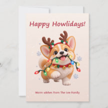 Prettig Howlidays Knuffel Corgi Kerstkaart