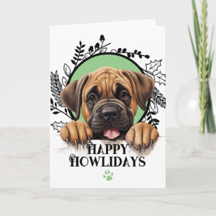 Prettig Howlidays Mastiff Hond Kerstmis Feestdagen Kaart