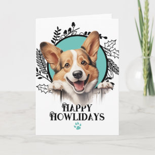 Prettig Howlidays Pembroke Welsh Corgi Hond Kerstm Feestdagen Kaart