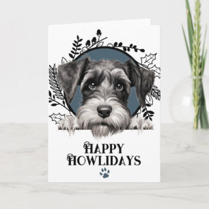 Prettig Howlidays Standaard Schnauzer Hond Kerstmi Feestdagen Kaart