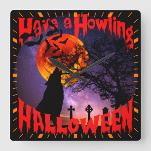 Prettig Huilend Halloween Vierkante Klok