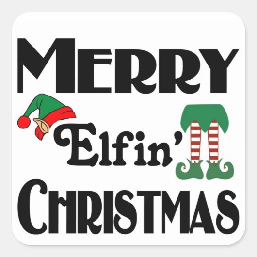 Prettig Kabouter Kerstmis Vierkante Sticker (Voorkant)