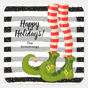 Prettig Kerst Elf Legs Vierkante Sticker