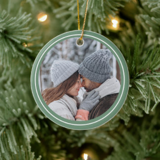 Prettig Kerst Groen Foto Keramisch Ornament