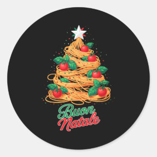 Prettig Kerst Italiaanse Pasta Spaghetti Grappig K Ronde Sticker