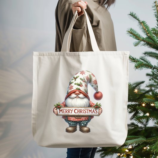 Prettig kerst kabouter tote bag