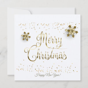 Prettig Kerst Nieuwjaar Goud Sneeuw Calligrafie Feestdagenkaart