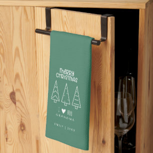 Prettig Kerst Oma Boom Minimaal Modern Theedoek