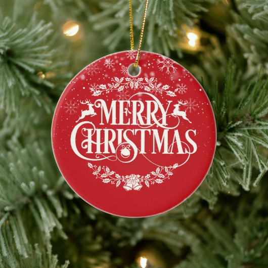 Prettig Kerst Oom Definitie Sneeuwvlokken Script Keramisch Ornament (Boom)