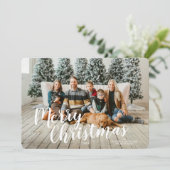 Prettig Kerst Script Houten Bomen Kaart (Staand voorkant)