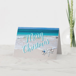 Prettig Kerst Zeester op Strand Kerstmis Kaart