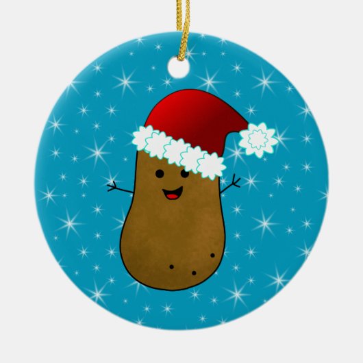 Prettig Kerstaardappel Keramisch Ornament (Voorkant)
