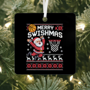 Prettig Kerstbal Basketball Hulpeloos Kerstmis Ker Metalen Ornament