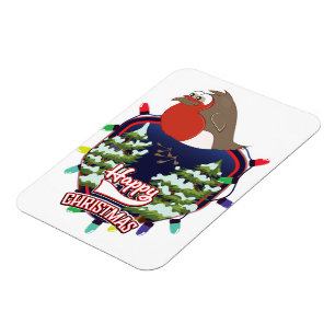 Prettig kerstcartoon Robin-logo Magneet
