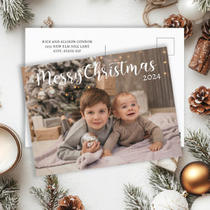 Prettig kerstfeest 2024 Foto Typografie Feestdagenkaart